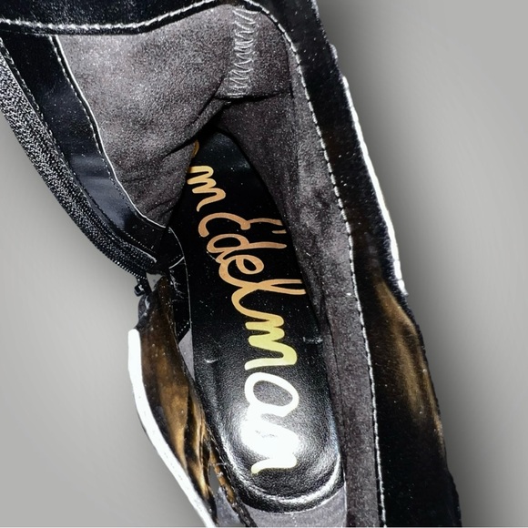 🌻NEW w/tag Sam Edelman Saige Black Suede Ankle Bootie Pointed Toe Heel Size 7.5 - Picture 8 of 11